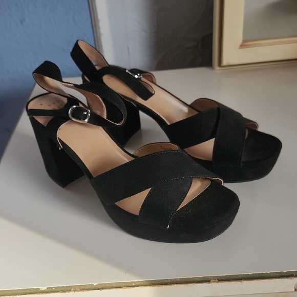a new day Shoes - a new day Black Platform Slingback Sandals